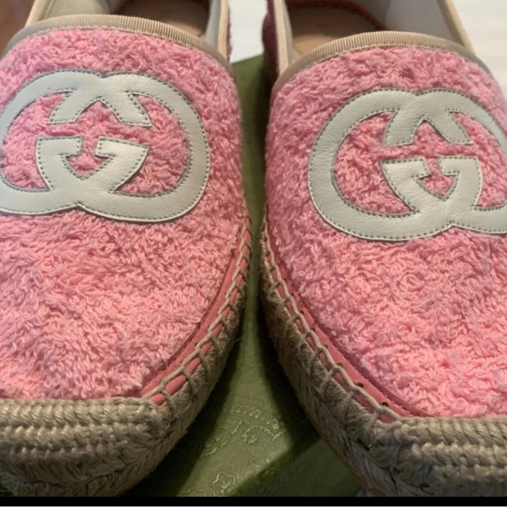 Gucci Interlocking G Terry Cloth Espadrilles EU39 US8.5 Pink; Full inclusion